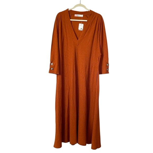 NWT Free People Beach Maxi Dress Rusty Orange Textured Large - Picture 10 of 10